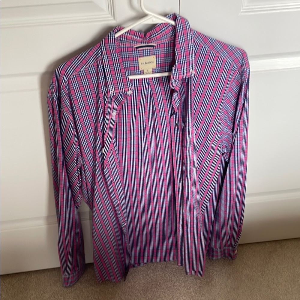 Calvin Klein Men's Blue and Pink Checkered Shirt